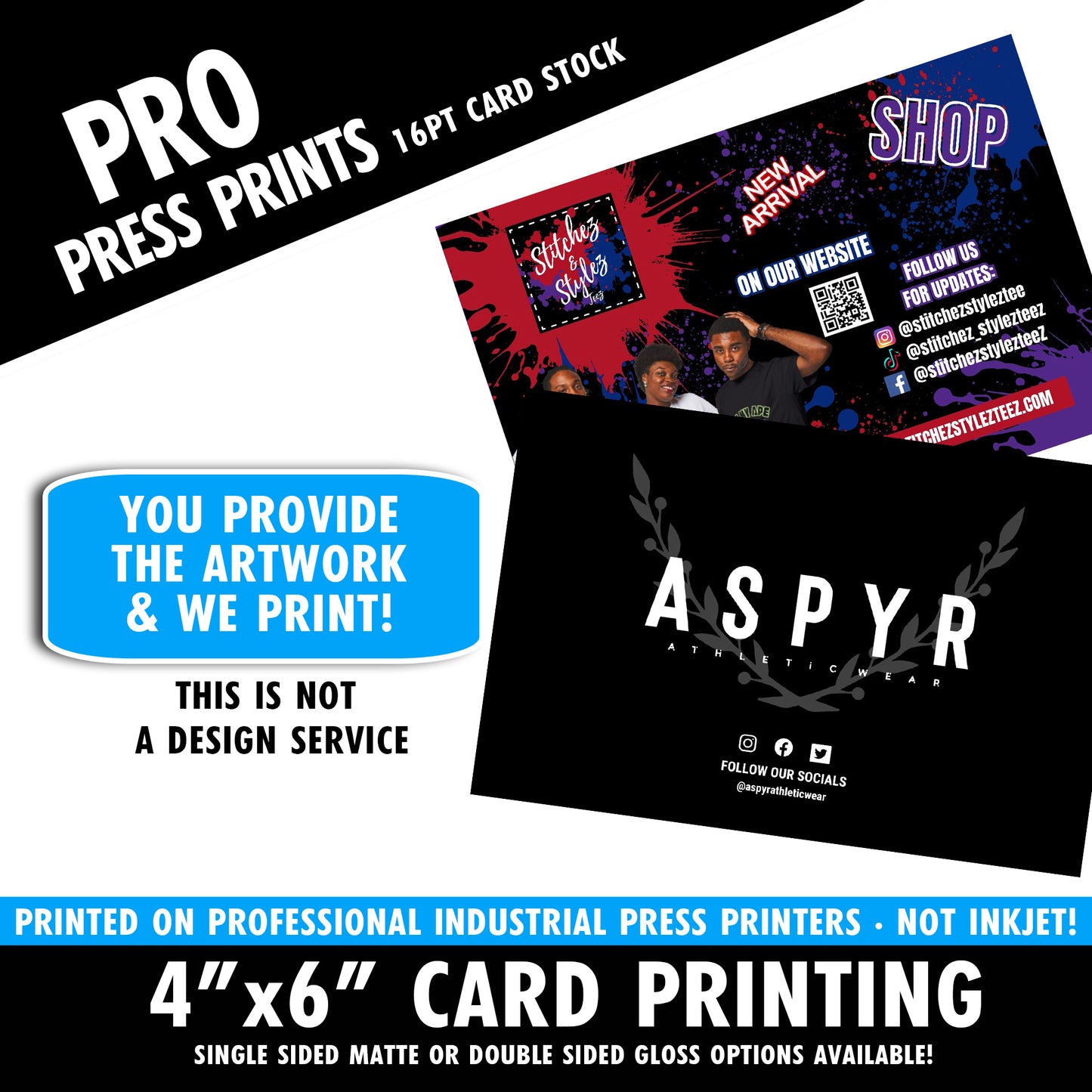 4"x6" Professional Press Printed Cards - 16pt Stock