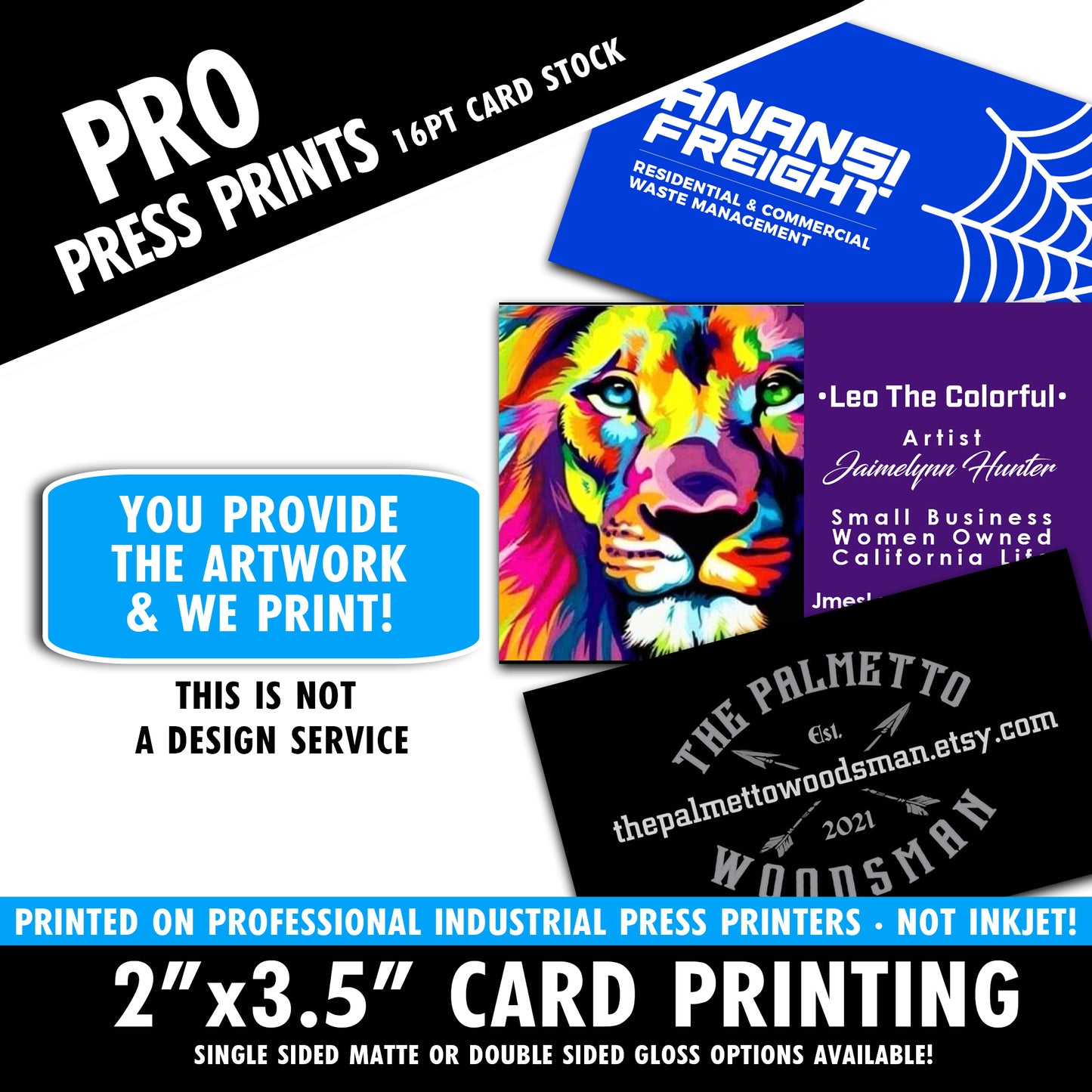 2"x3.5" Professional Press Printed Cards - 16pt Stock