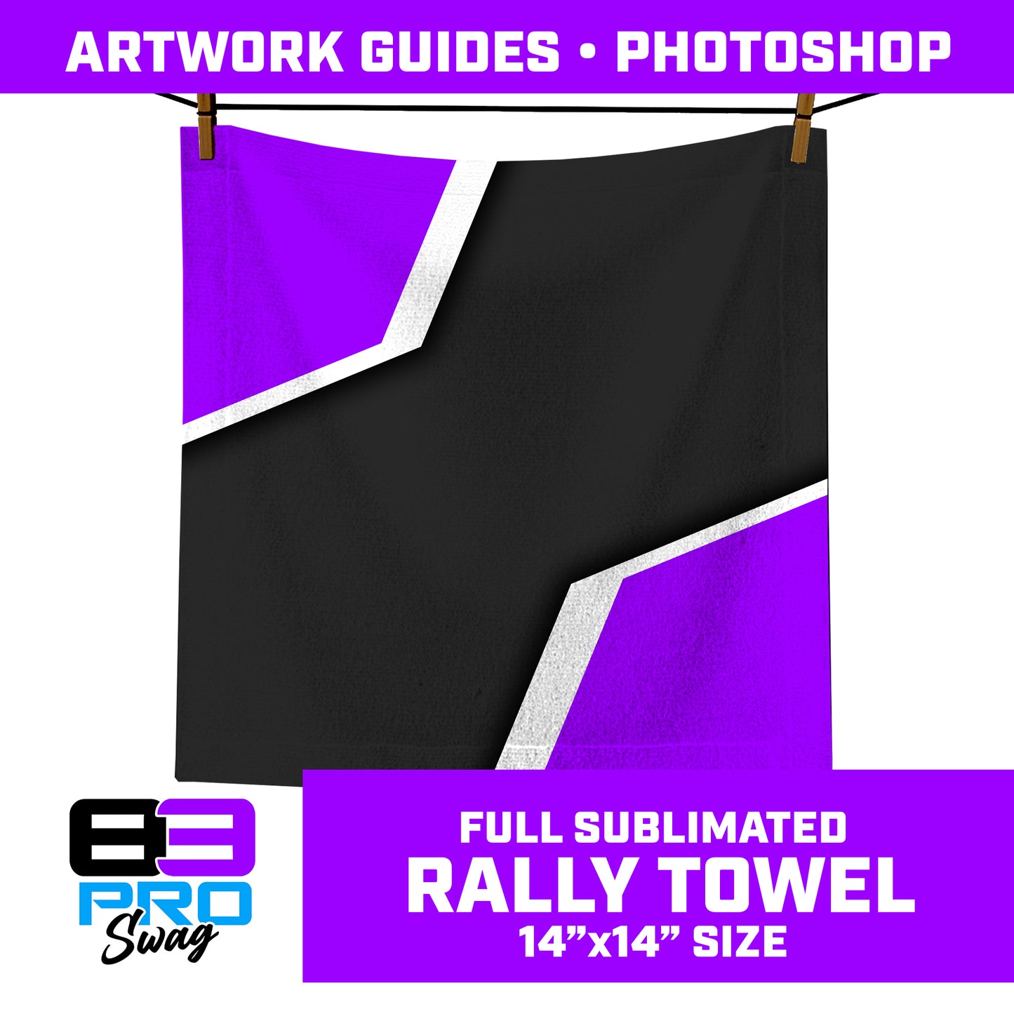 14"X14" RALLY TOWEL Blank Template